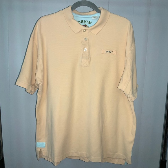 ORVIS Mens Signature Tan cotton Polo Shirt Sz L Heavyweight Casual - Picture 1 of 6